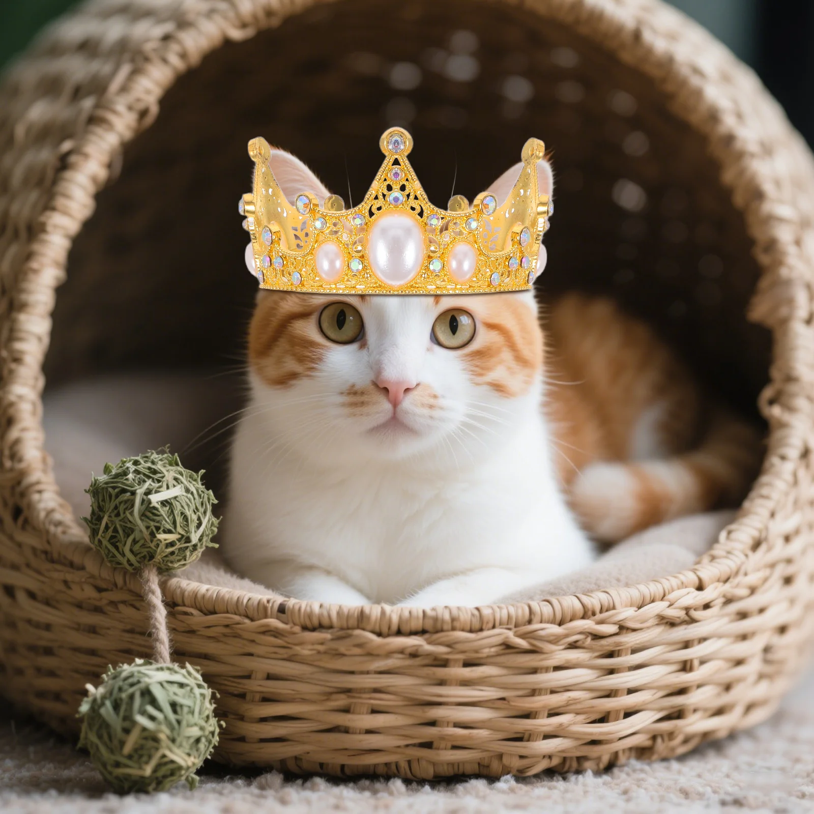 

Pet Crown Small Dog Birthday Hat Adjustable Strap Golden Alloy Wedding Wedding Photo Prop Dog Costume Hat Puppy Crown Dress