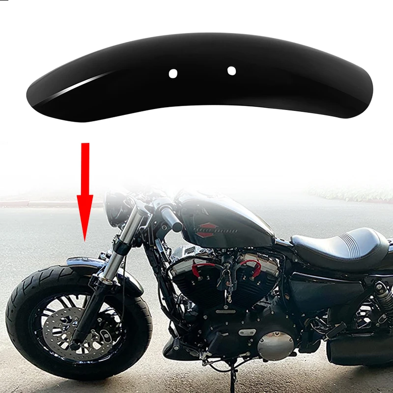 

Motorcycle Custom Short Front Fender Cover Gloss Black Steel Splash Cover For Harley Sportster Forty Eight XL1200X 2010-2020 19