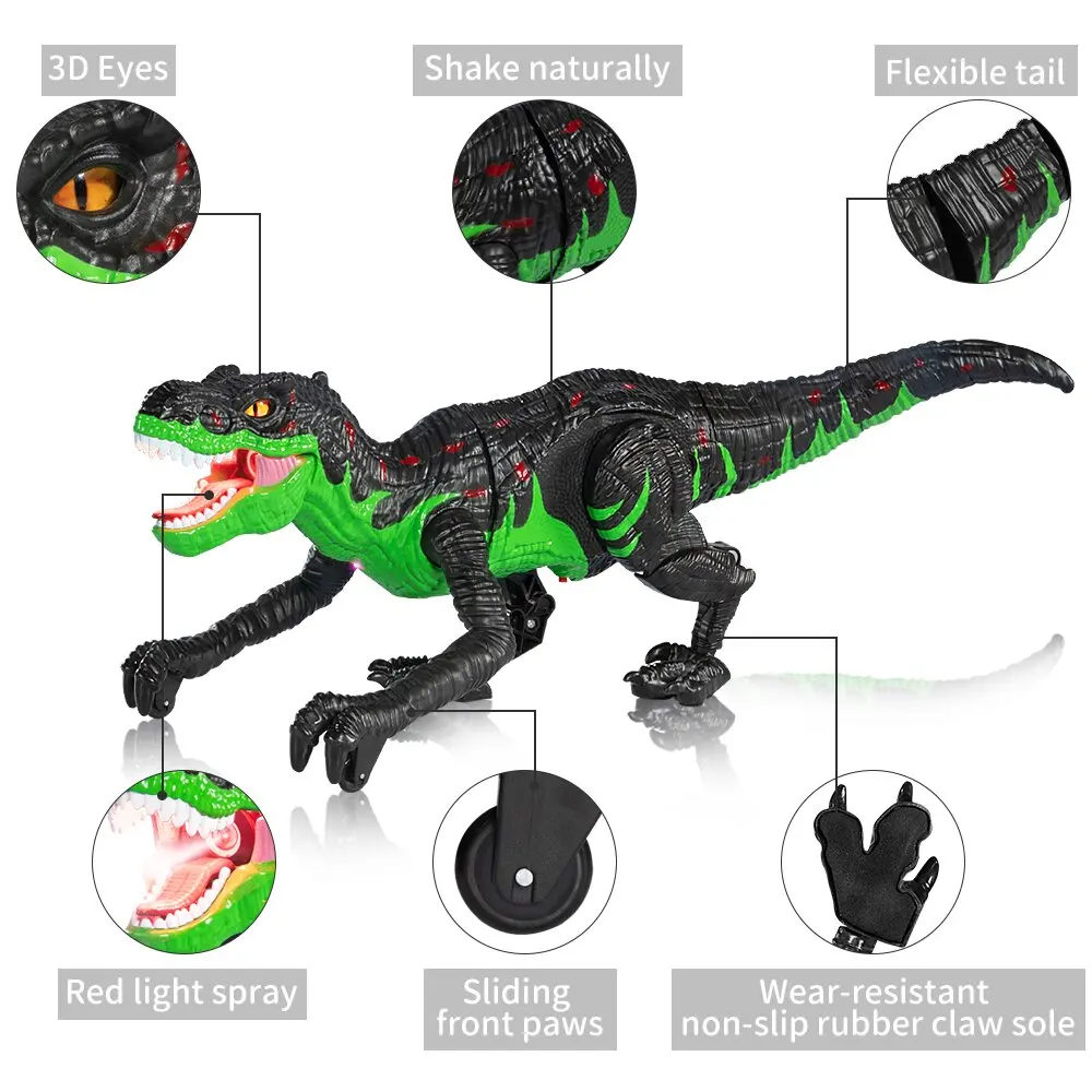 Afstandsbediening dinosaurus cadeau speelgoed, elektrische dinosaurus, oplaadbare RC dinosaurusrobot met simulatie brandspuwend verjaardagscadeau