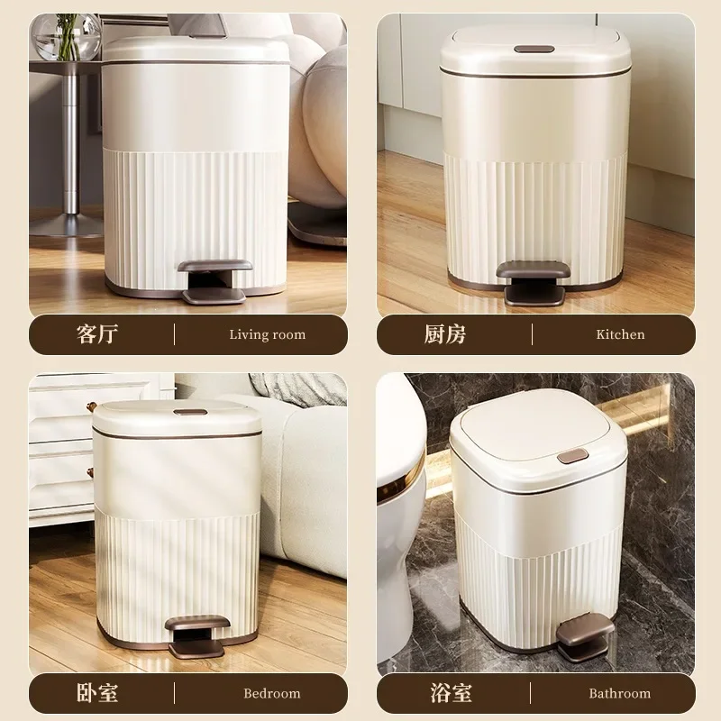 

DSA Large Trash Can Home Silent Slow Down Bathroom Living Room Bedroom Kitchen Large Capacity Lid Foot Tread Trash