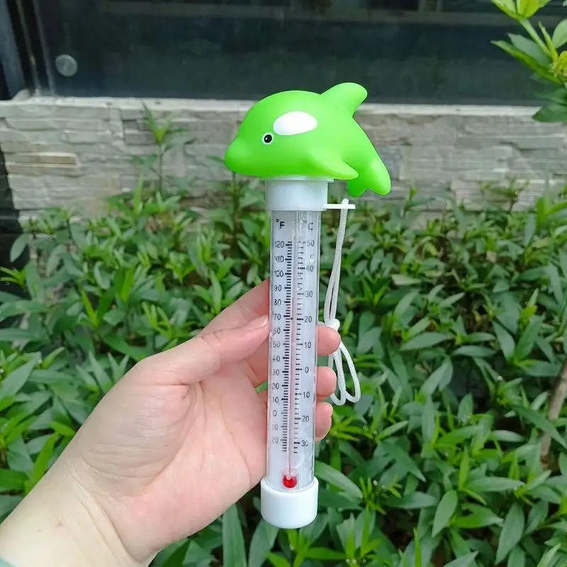 Testador de temperatura da piscina dos desenhos animados testador de temperatura da água para piscina resistente a estilhaços acessórios da banheira com corda