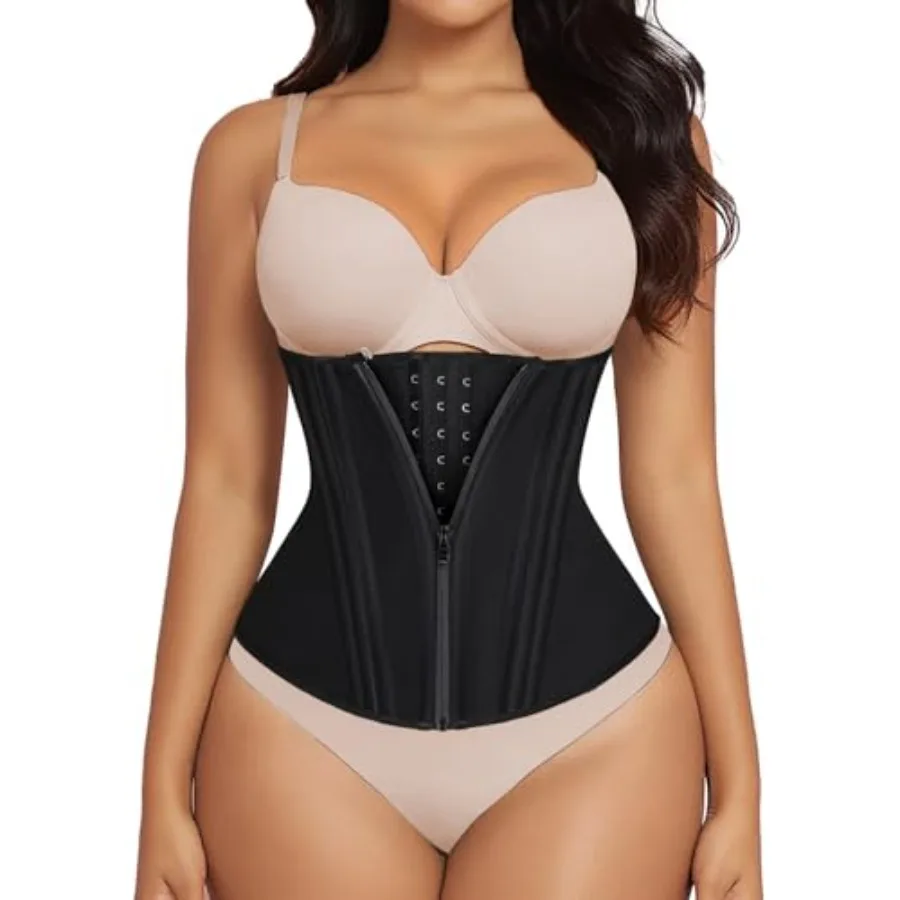 

SHAPERX Waist Trainer for Women Corset Shapewear Tummy Control Sport Workout Waist Cincher Body Shaper Zipper and Hooks