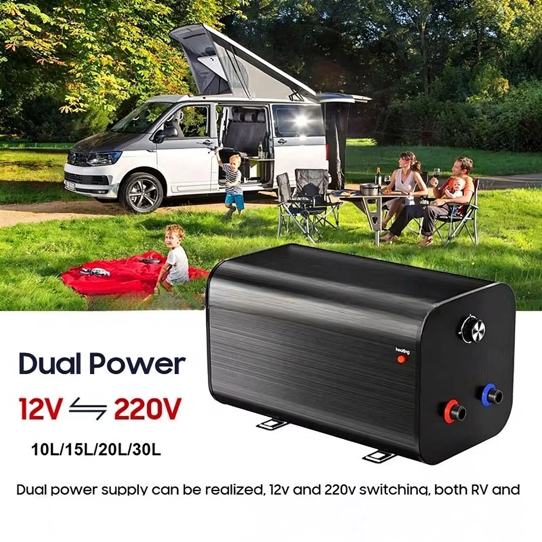 Applicable to 300W 15 Liter 20L 30L DC 12 Voltage 12V 220V Caravan Boiler Tank Storage Electric Hot Water Heater for RV