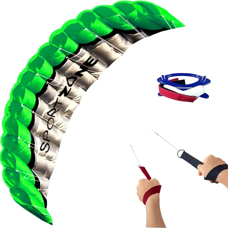 Interessante Extreme Sports Hoge kwaliteit Dual-line Zachte Paraplu Vlieger Groen Parachute Sport Strand 2,5 meter Paragliding