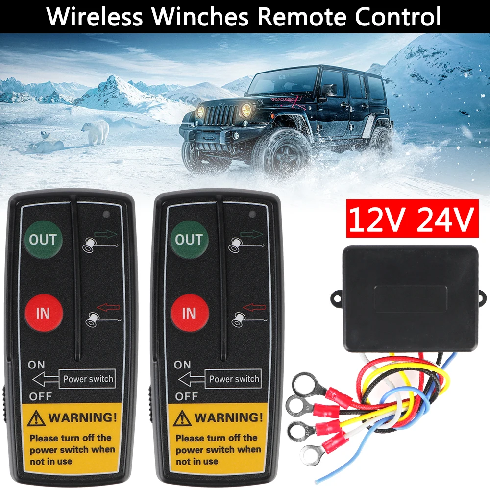 Winch Remote Control System 12V 24V Handset Switch Controller Wireless For Recovery Tow Truck For Jeep Off-road ATV