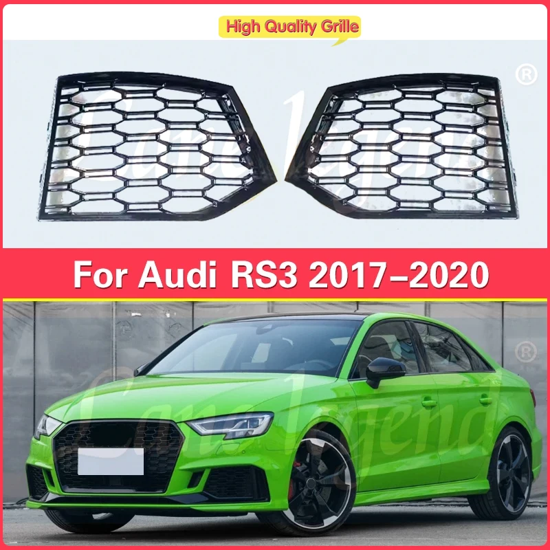 For Audi A3 S3 RS3 2017 2018 2019 2020 Fog lamp frame Front Bumper Fog Light Grille Cover Bottom Grill body kit Car Accessories