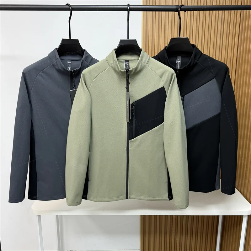 

Мужская спортивная куртка 4D Stereo Tailoring с вышивкой на плечах, воротником-стойкой, цветными блоками, весенняя модная модель из полиэфирного волокна, с длинными рукавами