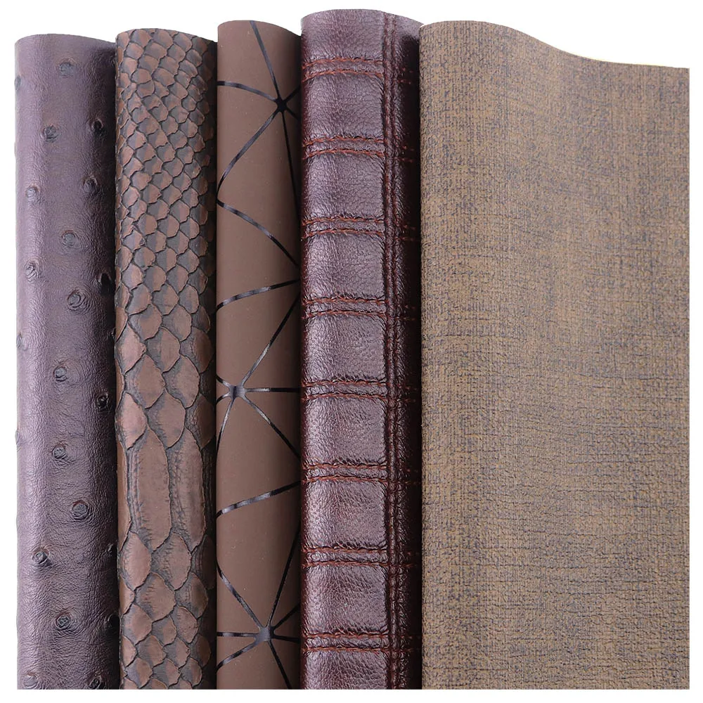 

30x134 см темно-коричневый текстурированный тисненый узор личи из искусственной кожи, рулон ткани для сумок, телефон HM035