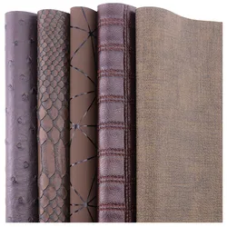 30x134cm Dark Brown Litchi Lychee Textured Bump Embossed Pattern Faux Leather Fabric Roll For Bags Decoration DIY Craft HM035