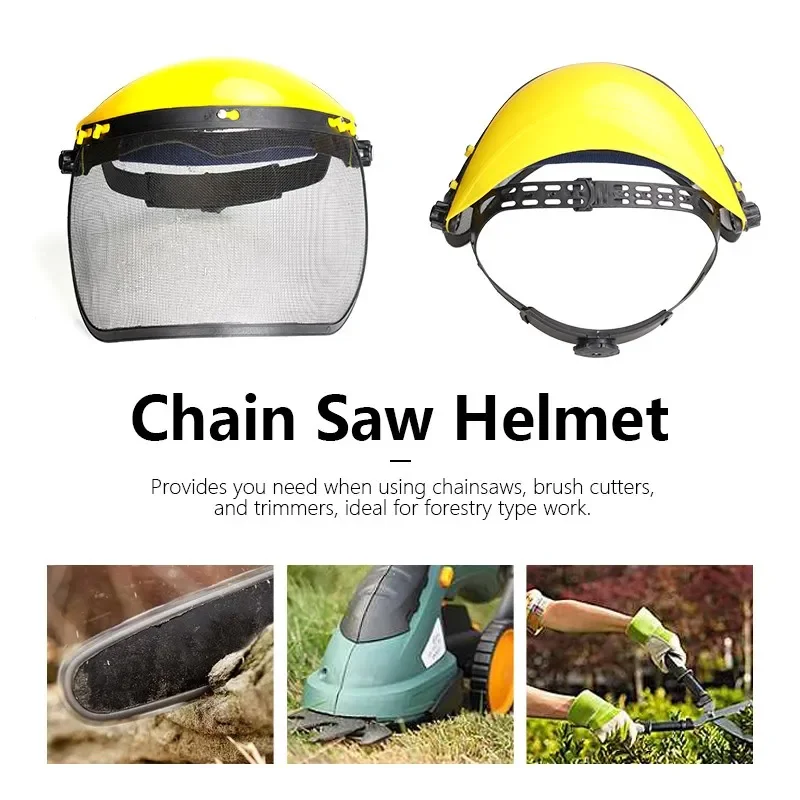 CMCP Stainless Steel Garden Grass Trimmer Safety Helmet Hat with Full Face Mesh Splash Proof Face Screen Safety Protective Mask