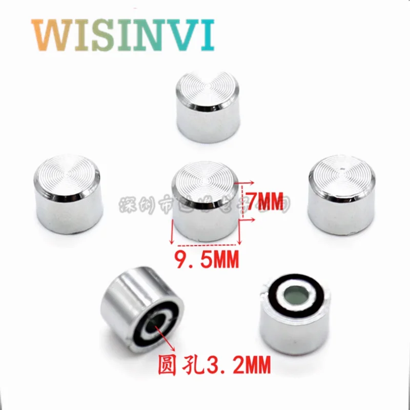 10pcs 9.5×7MM silvery Swirl marks Button cap Tact Switch cap  For 6 * 6 Tact Micro Buttons circular hole 3.2mm