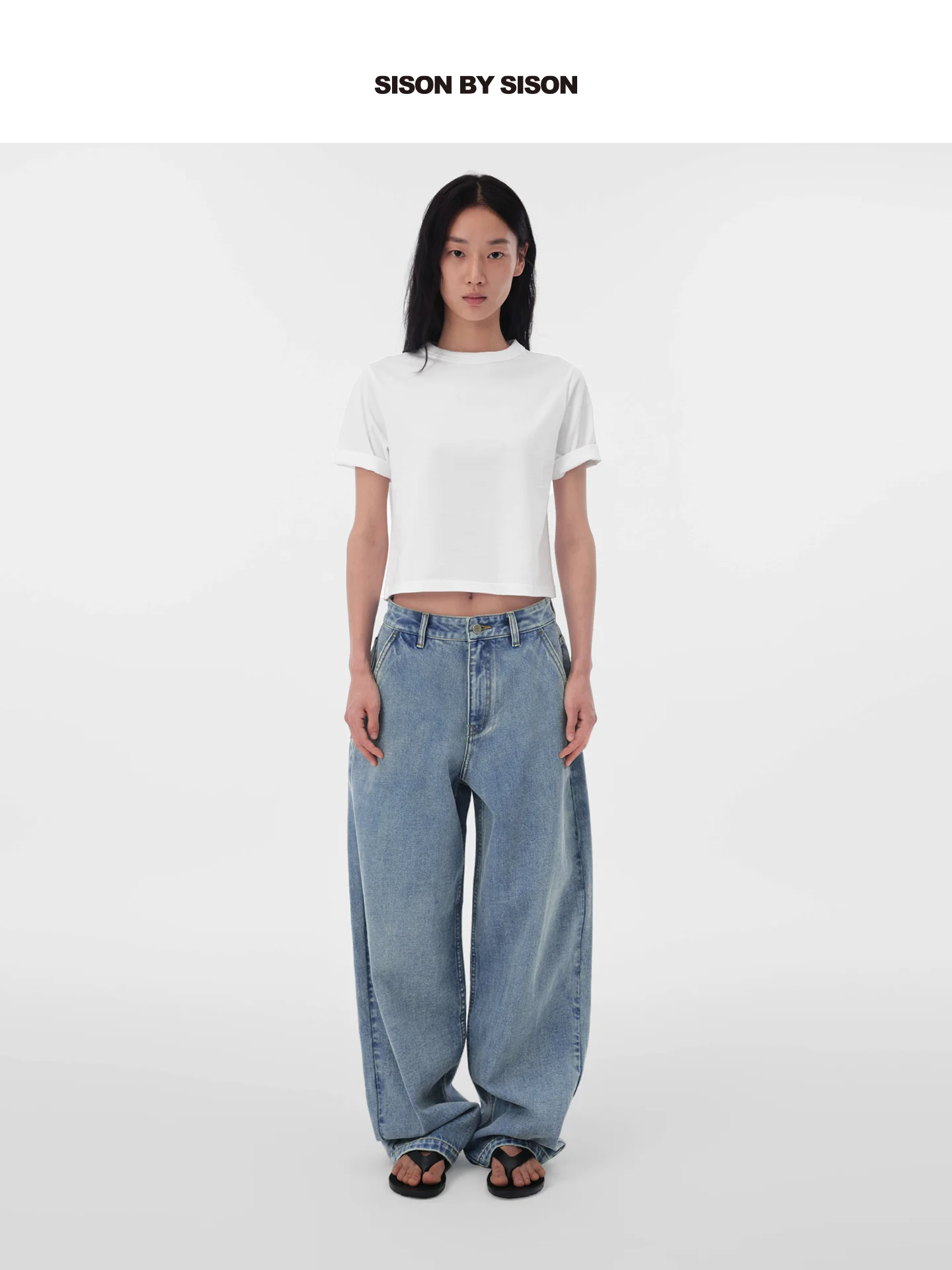 

Sison by Sison 00% Cotton Simple Silhouette Versatile Jeans Long Pants l Waist Denim Cloth Medium Hardn Breathable ...
