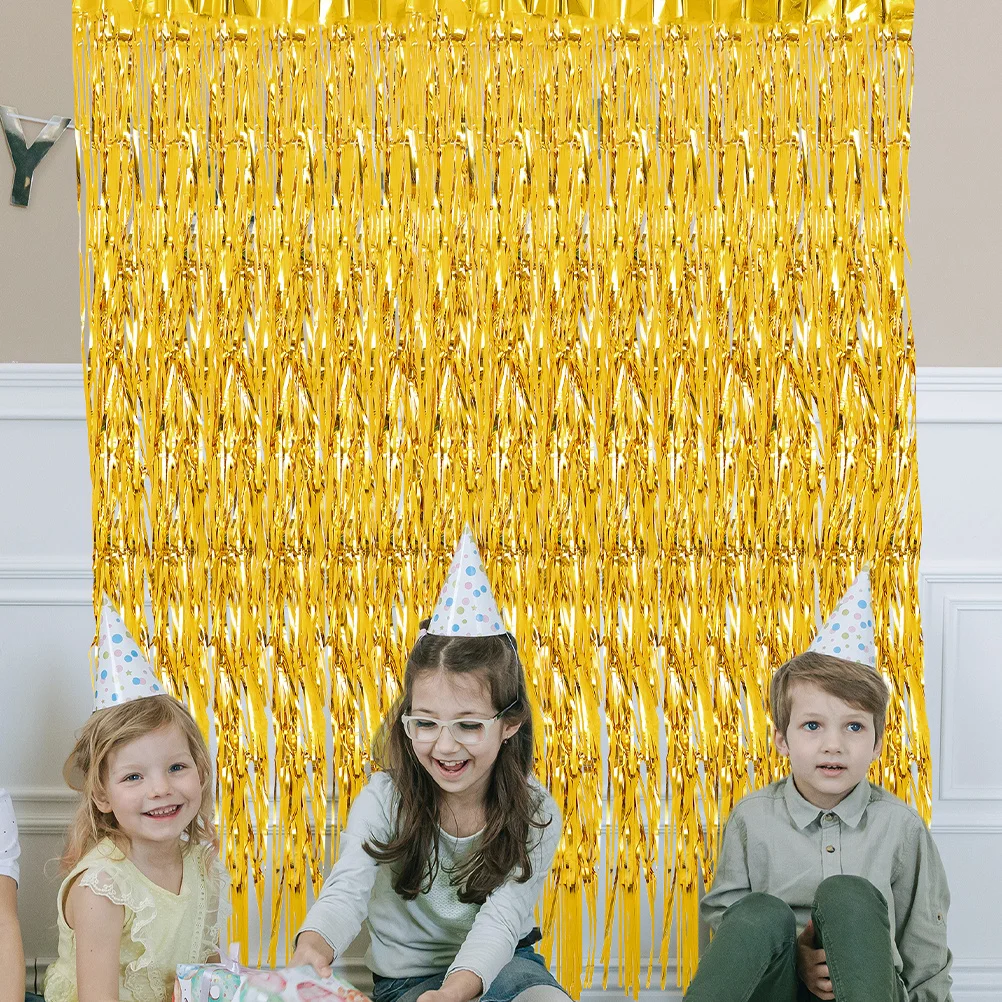 

4Pcs Shine Foil Fringe Curtain Party Backdrop for Birthday Wedding Engagement Baby Shower Festival Decorations