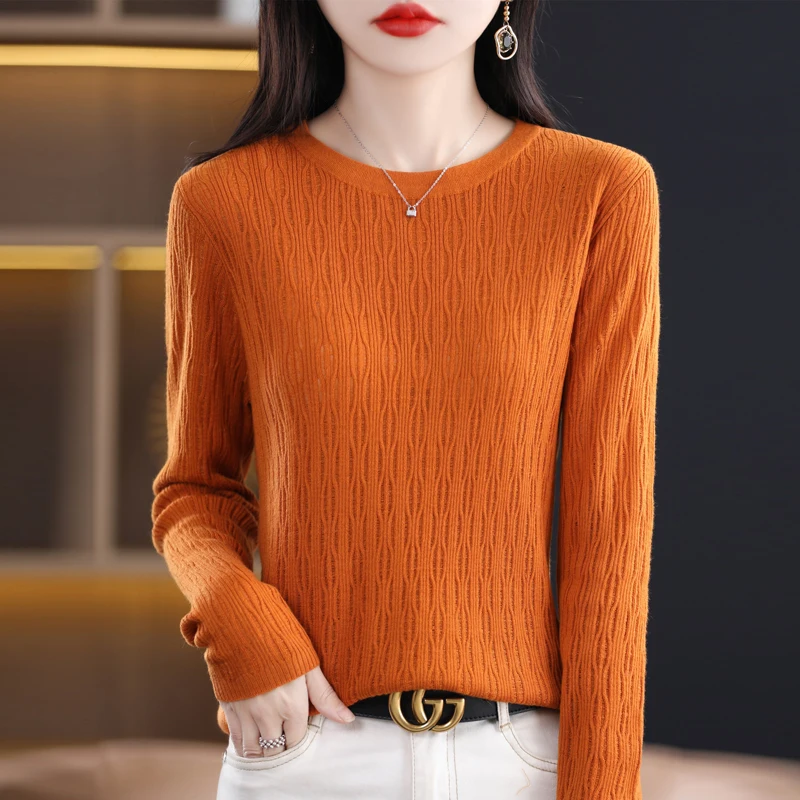 Spring Autumn New Women Wool Blend Sweater O-Neck Lantern Pattern Pullover Casual Knitted Loose Tops Female Soft Sweater