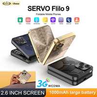 SERVO Flilo9 Foldable Mobile Phone 3G WCDMA Dual SIM Standby Speed Dial Call Recording FM Radio Blacklist Button Flip Cellphones