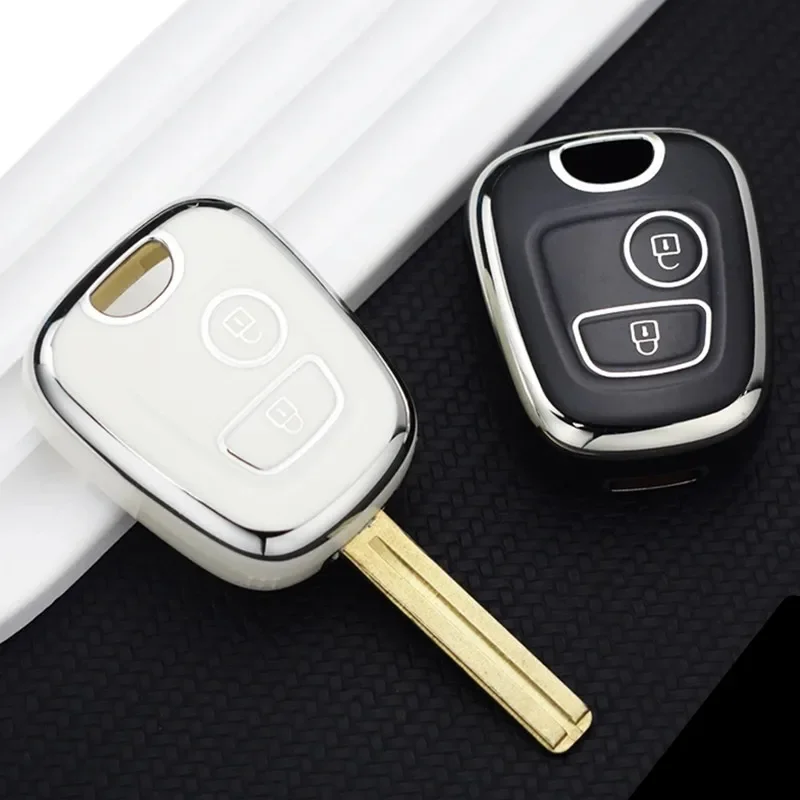 For Citroen C1 C4 For Peugeot 106 107 206 207 306 307 406 407 Auto Shell Fob Protector TPU car Remote Key Case Cover Accessories