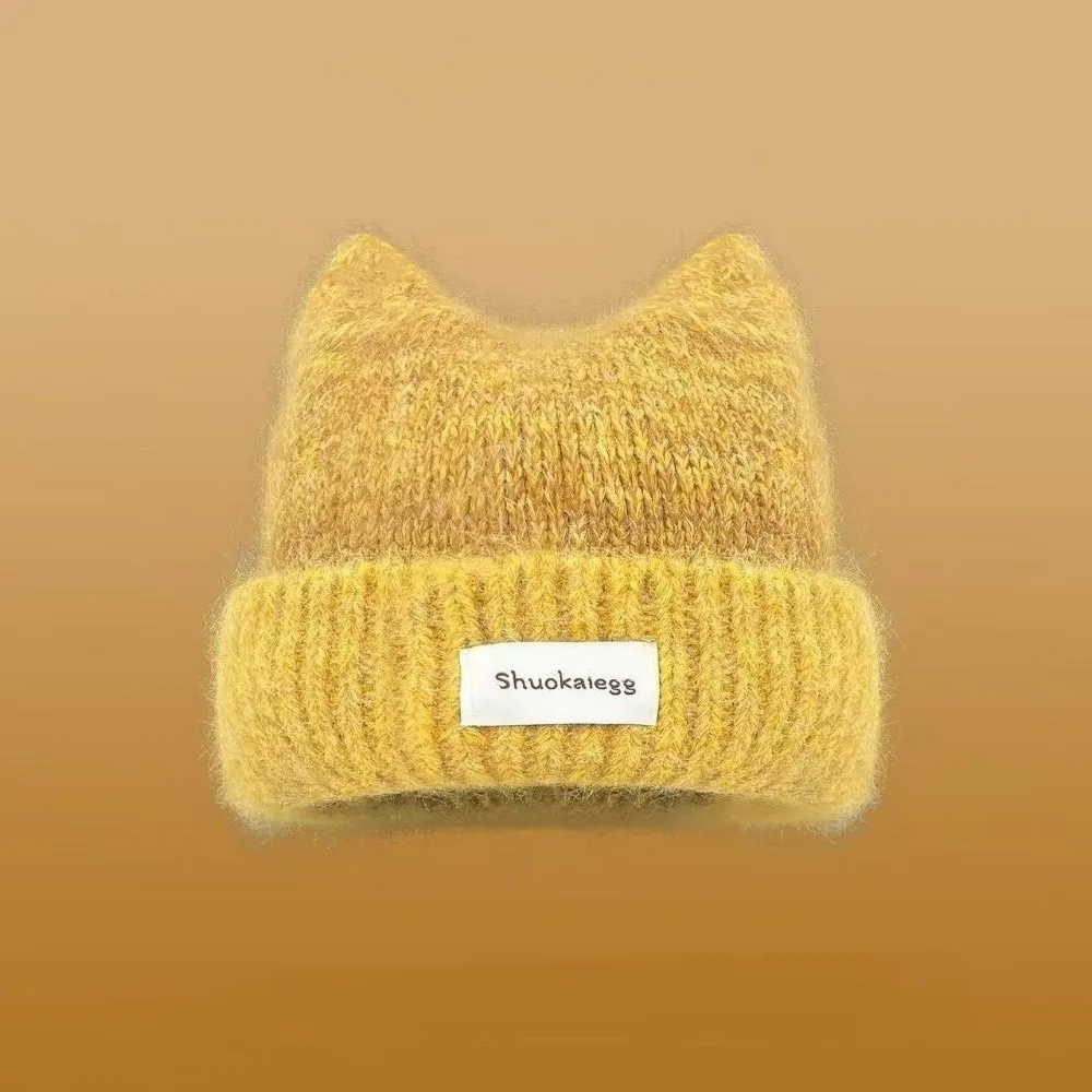Niedliche, warme Mütze mit Katzenohren, Ohrenschutz, verdickte Strickmütze im Pullover-Stil, süßes Design, Wintermütze, Geschenk – Detail 6