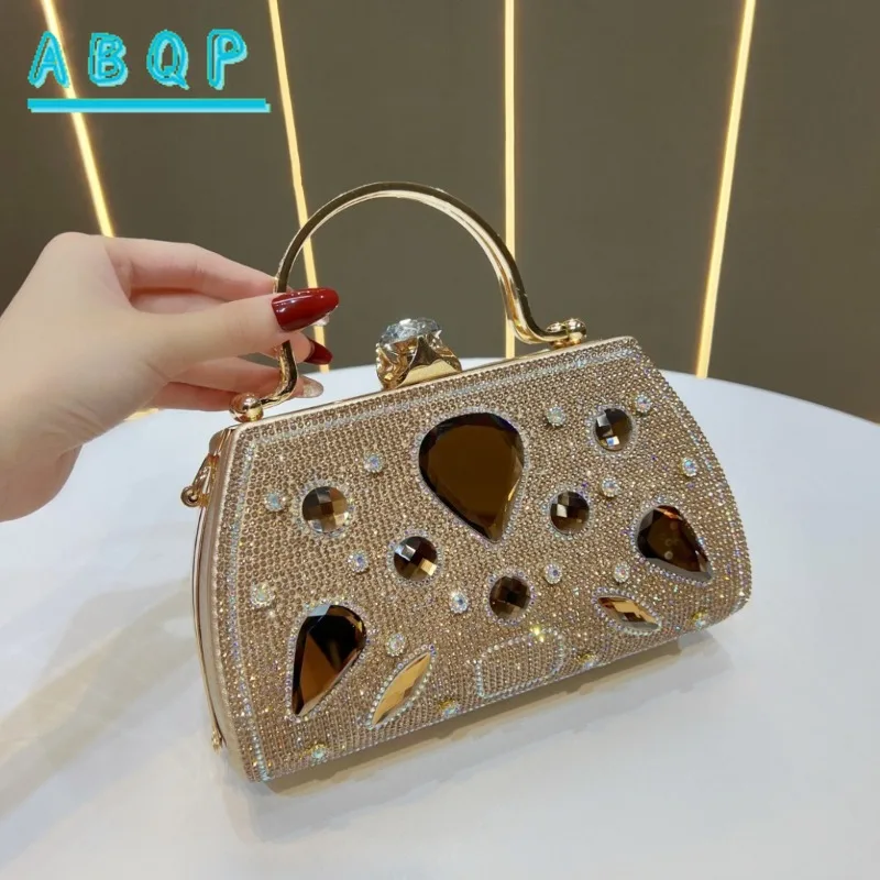 Dinner Handbag Diamond Sparkling Dinner Party Handbag Luxury Brand Fashion Diamond Women's Shoulder Crossbody Bag Large Capacity