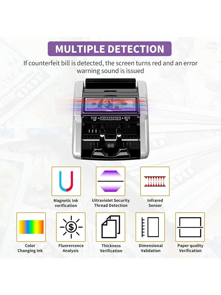 آلة عداد مع عدد القيمة، الدولار، أجهزة كشف الفواتير المزيفة بالأشعة فوق البنفسجية/MG/IR/DD/DBL/HLF/CHN، إضافة ووضع الدفعة #4