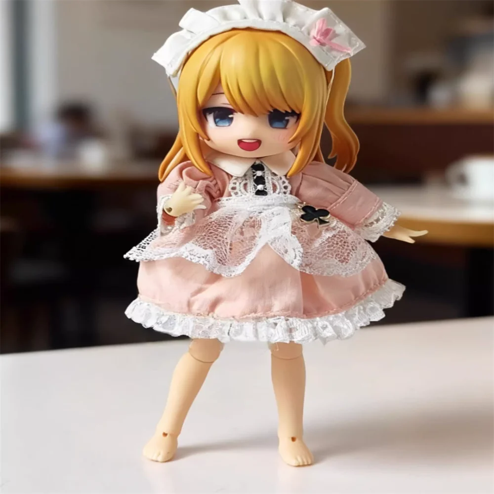 

Snail 1/12 12 Points OB11 Clothes Trendy Lace Sweet Peach Maid Dress Model Ashi 1.0 P8 P9 P10 Bjd Body In Stock