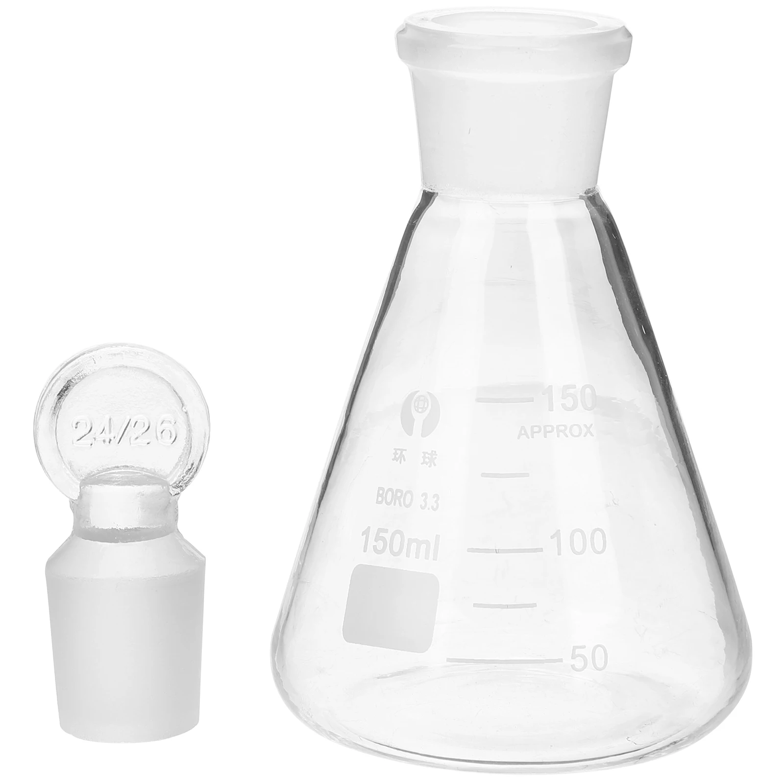

Erlenmeyer Flask with Stopper Precise Scale Chemistry Lab Glassware Plug Conical Laboratory