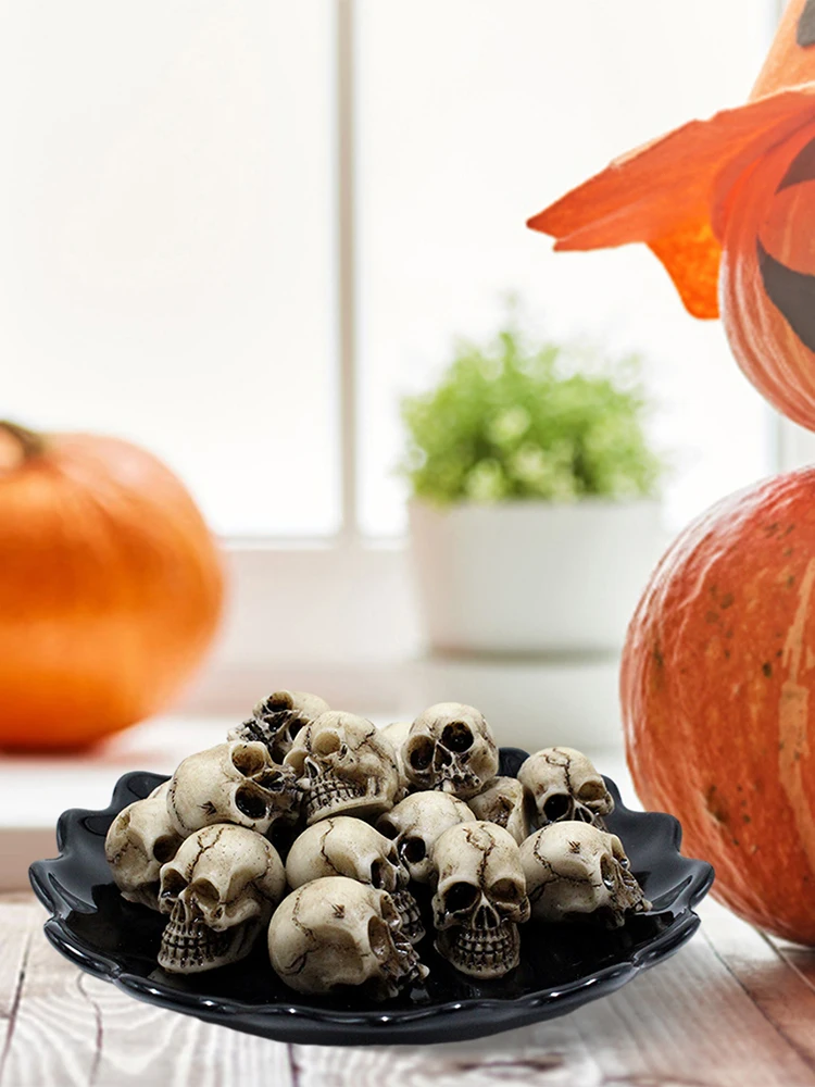 20 Stücke Mini Schädel Figur Sammlerstück Halloween Miniatur Schädel Köpfe Kreative Festival Thema Landschaft Garten Topfpflanze Dekor
