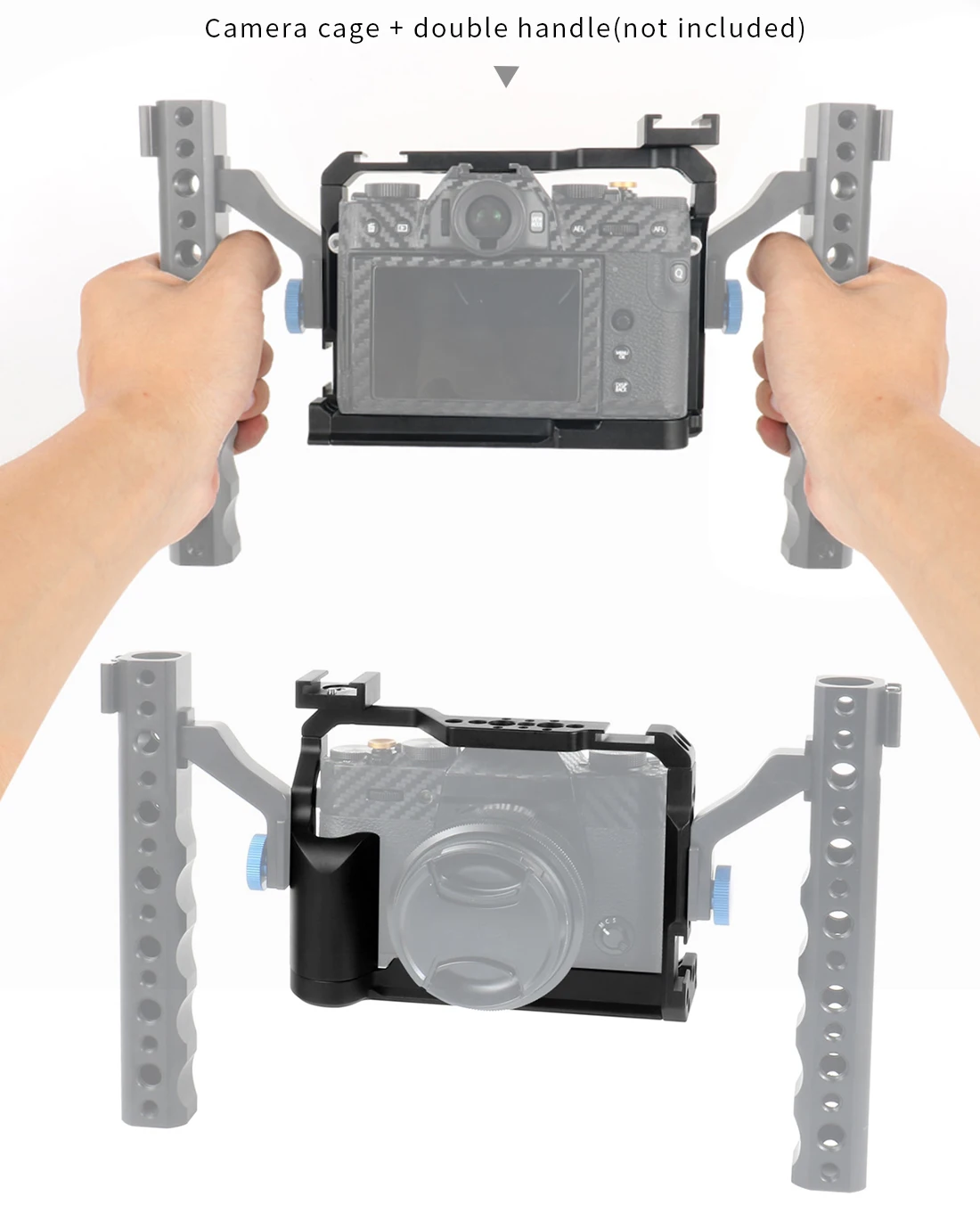 BGNing Aluminium Legierung Kamera Käfig Schutzhülle Stabilisator mit Kalten Schuh Halter für FUJI XT20/XT30 XT30II Kamera Schutzhülle – Detail 11