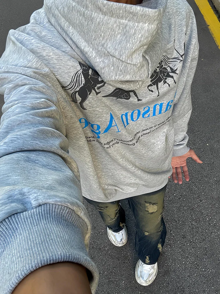 

Cleanfit American Sle Heavyweight Spartan Print Hoodie Men's Spring Autumn Hard And Stiff Jaet Straight Cut Cotton Long S...