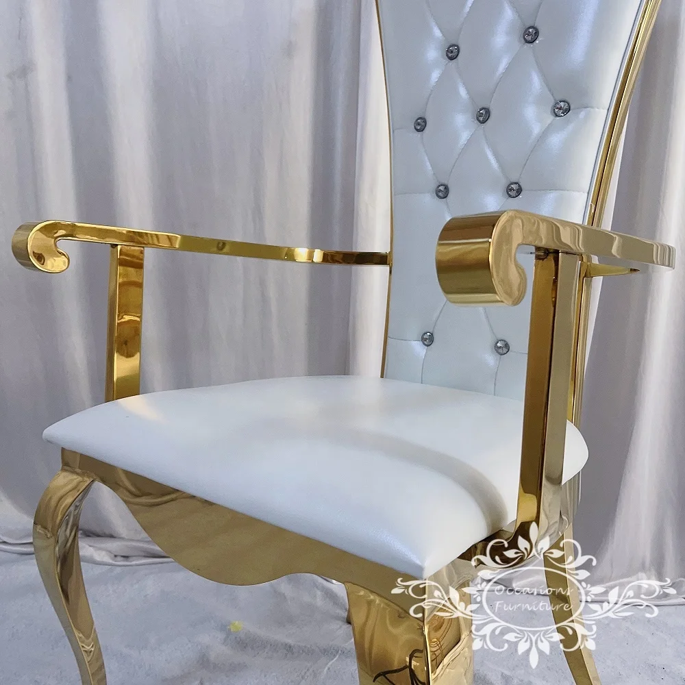 Golden Stainless Steel Wedding Arm Bride and Groom Chairs