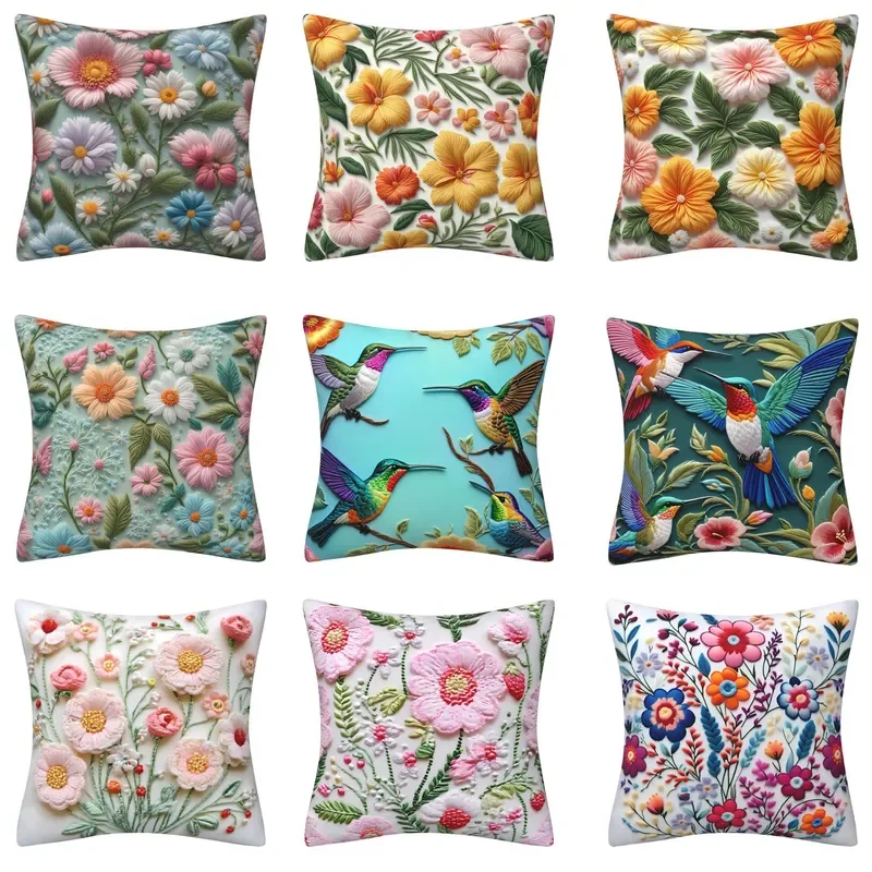 Cross-border imitation 3D three-dimensional printing flower effect by pillowcase flower pillow cover sofa cushion cover