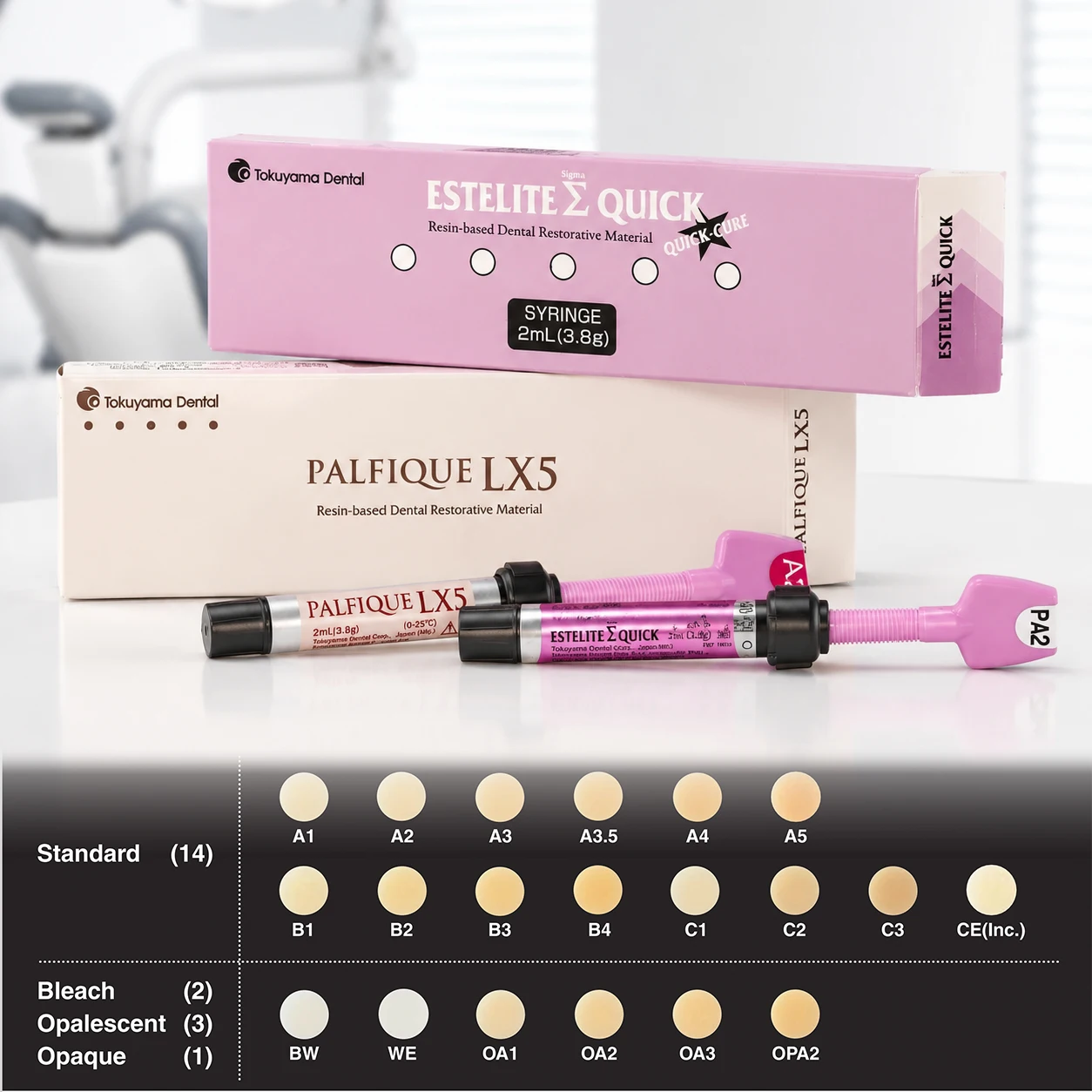 1/2Pcs Tokuyama Dental Repair Composite Resin Photocuring Resin ESTELITE ∑ QUICK Syringe 2ml(3.8g) Lable Filling