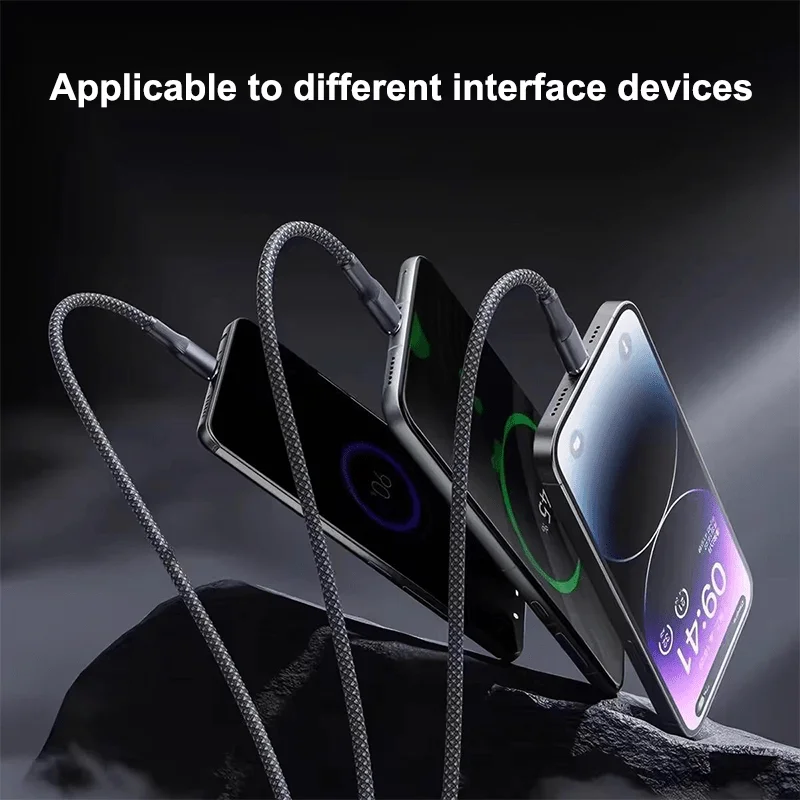 Schnellladekabel USB Typ C Lade- und Datenkabel 3-in-1 Ladekabel für Xiaomi Huawei Samsung OPPO Ladegerät für Mobiltelefon und Tablet – Detail 3