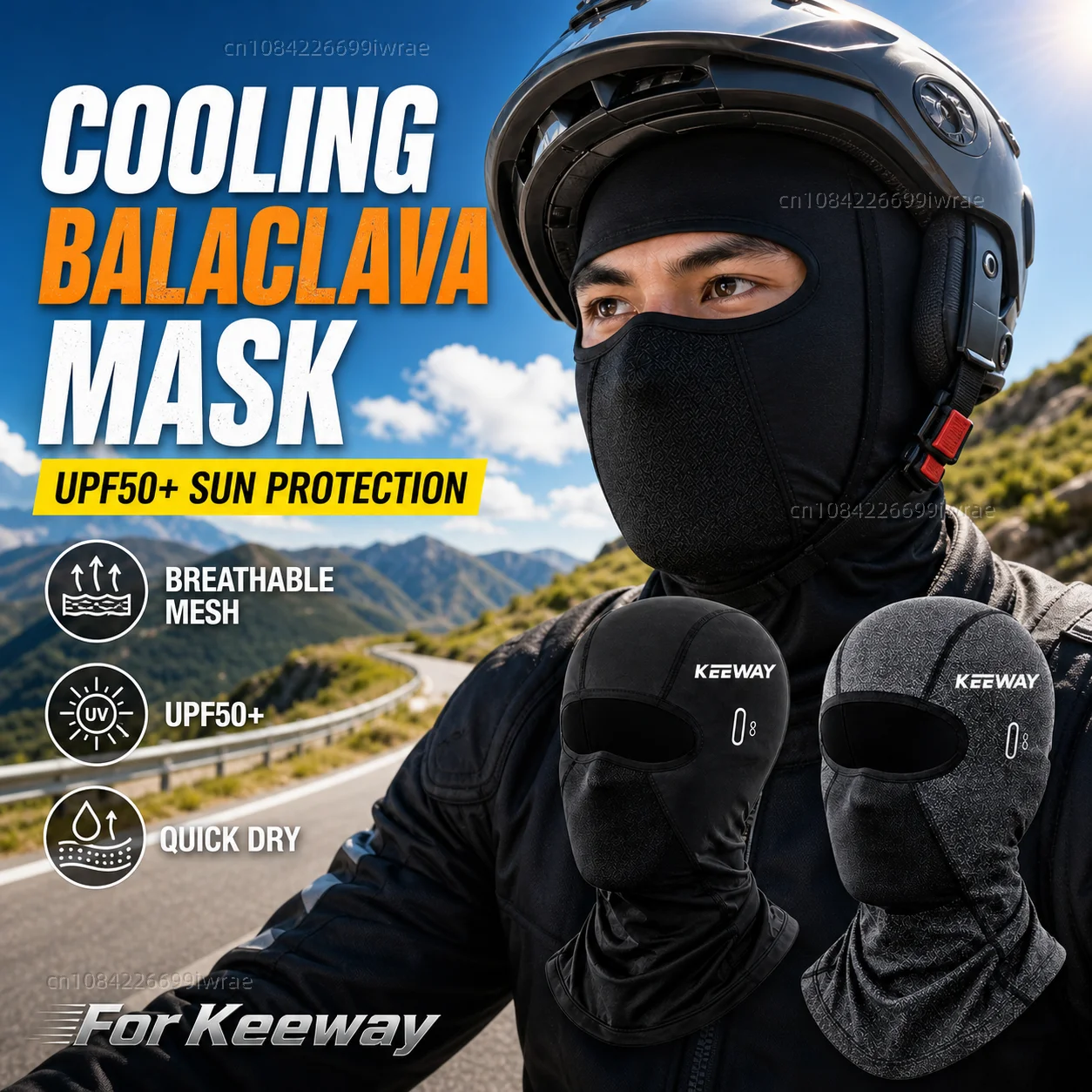 Cooling Motorcycle Balaclava Mask UPF50+ UV Protection Breathable Face Cover Summer For Keeway RKF RKV RKS K /X Light
