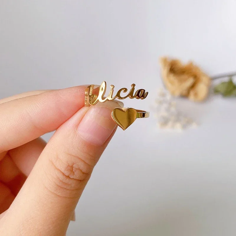 Personalized Custom Love Name Ring Women\'s Jewelry Fashionable Valentine\'s Day Couple Rings Girlfriend Gift Heart Wedding Band