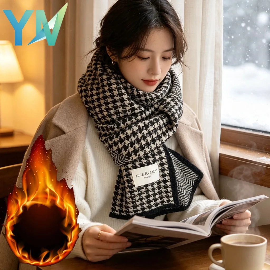 1-8PCS Women Winter Thick Knitted Scarf Korean Style Double Sided Warm Neck Wrap Cute Student Casual Daily Wear Premium Gift