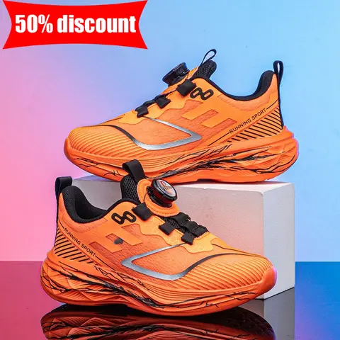 Childrens Sports Shoes 2026 New Anti Slip Elastic Campus Student Walking Shoes Boys Girls Breathable Mesh Athletic Jogging Shoes