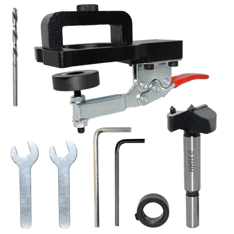 

ABVJ-Cabinet Hinge Drilling Hole Puncher 35Mm Drill Guide Locator Dowel Jig For Door Concealed Installation Household Tools