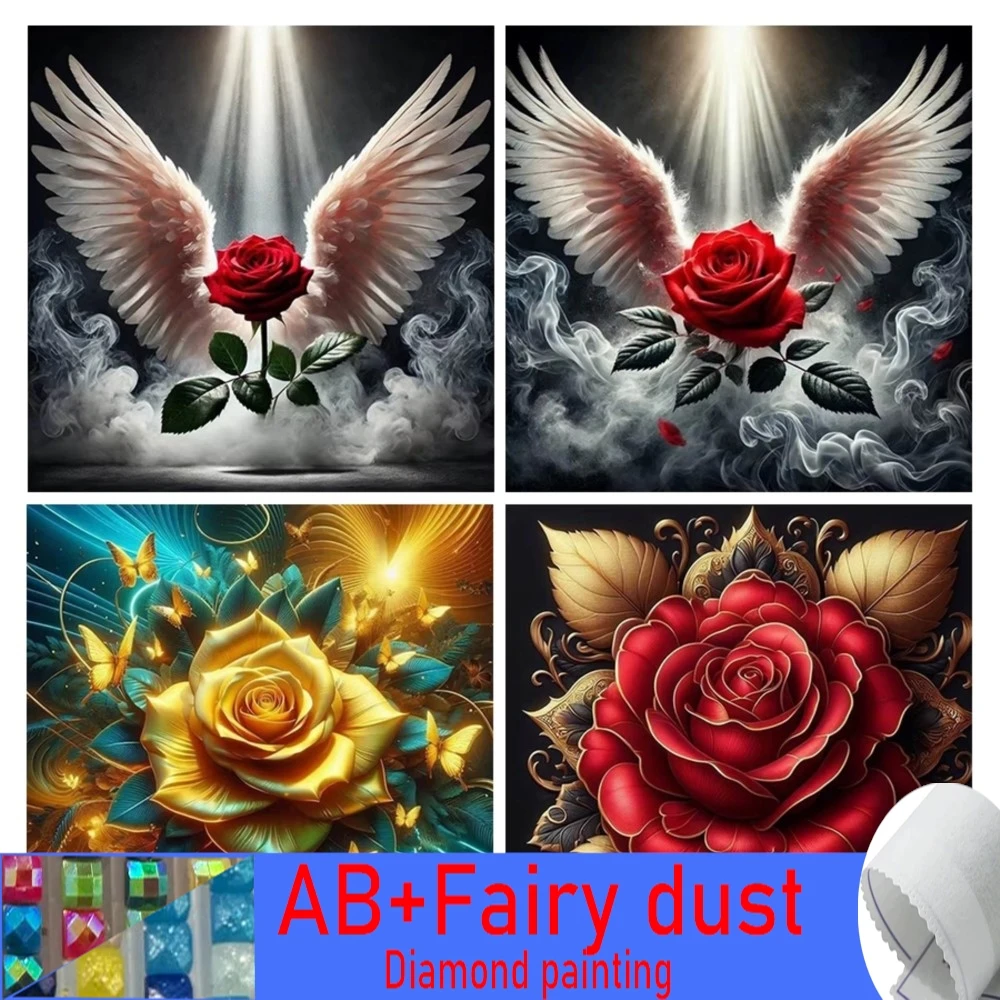 

120 Colors AB Fairy Dust Diamond Painting Kits New Collection Colorful Roses 5D DIY Art Mosaic Embroidery Flowers Picture