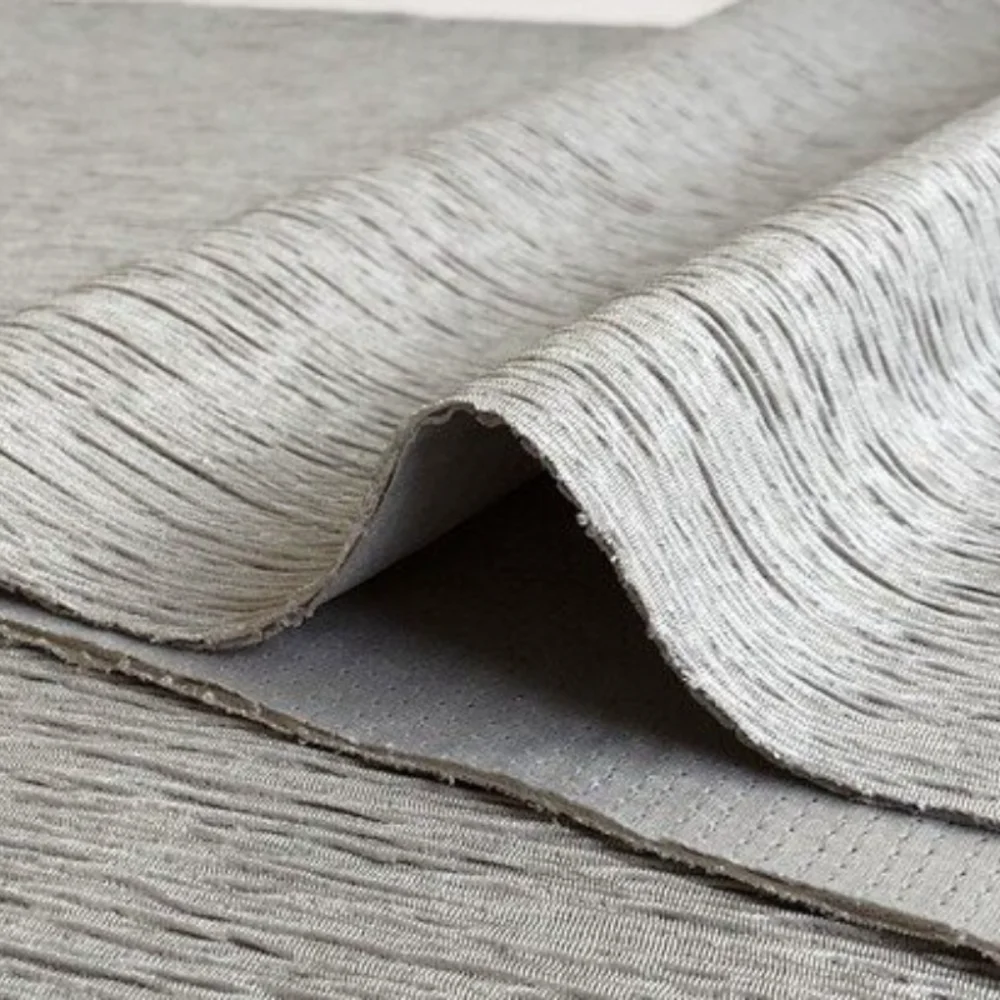 

Light Medium Grey Knitted Fabric Texture Pleated Clothing Curtain Cloth Per Meter Apparel Sewing Diy Material