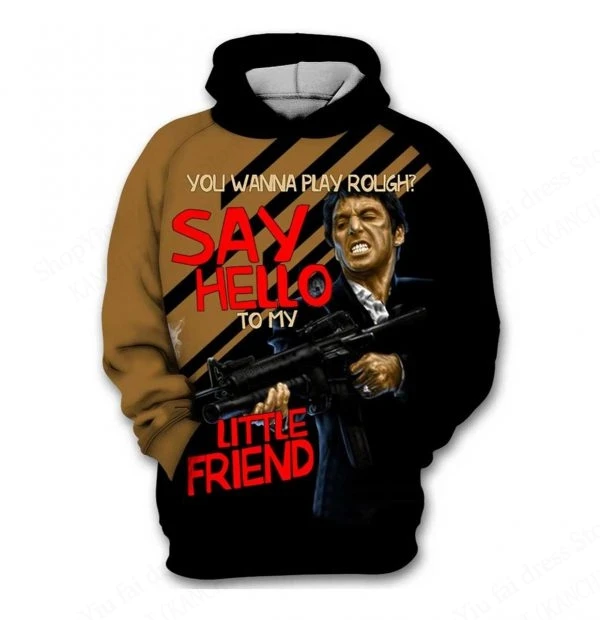 فيلم Scarface ثلاثية الأبعاد طباعة الجرافيك هوديس الرجال النساء موضة المتضخم هوديي البلوز رجل معطف المرأة تعرق توني مونتانا الملابس