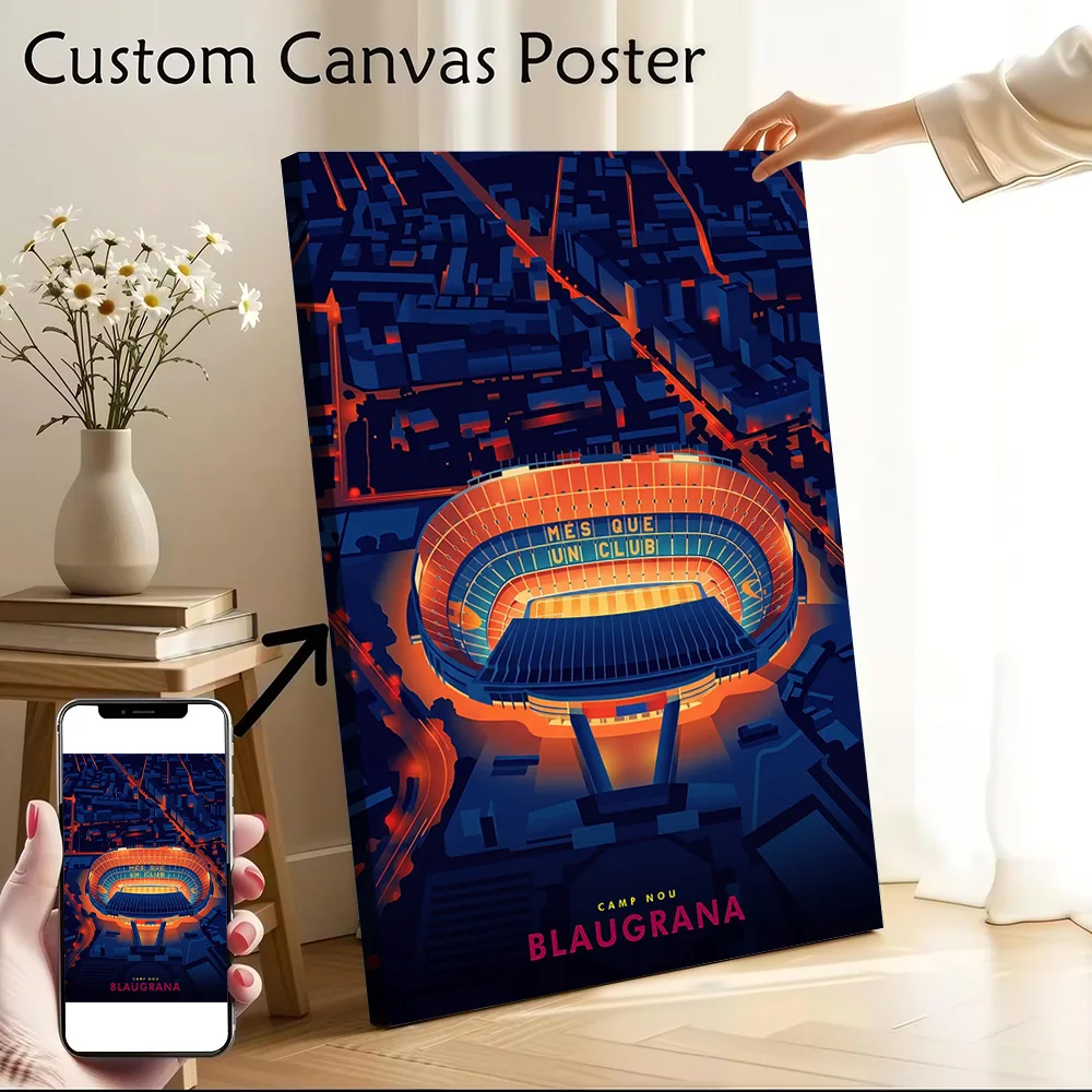 Póster Decorativo en Lienzo con Imágenes Personalizables de la Gloria del Camp Nou, para Decoración Temática y Especializada del Hogar