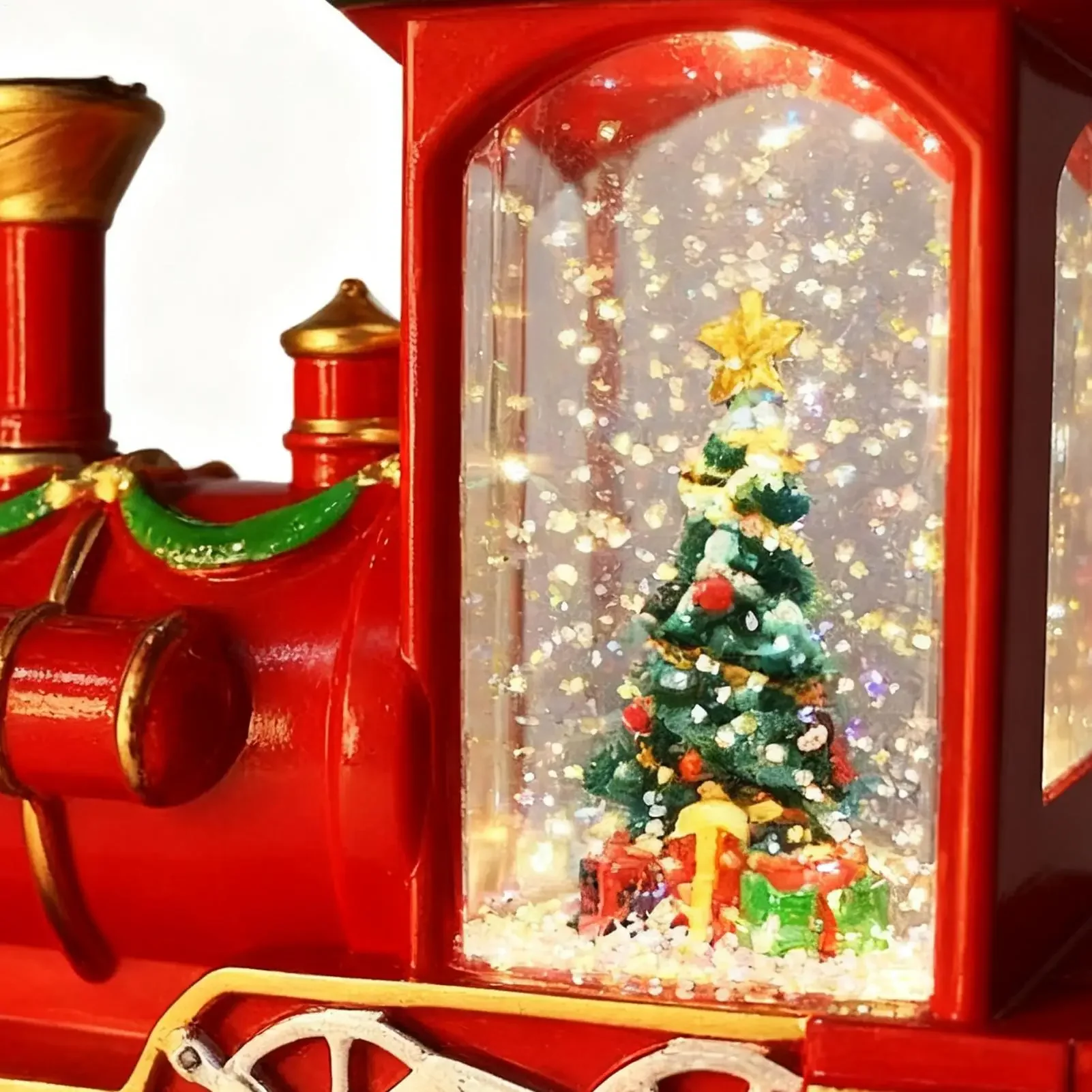 Christmas Snow Globe Lantern Vintage Train With Lights Lighted Christmas Decor Train Snow Globe For Table Desk Shelf Mantel