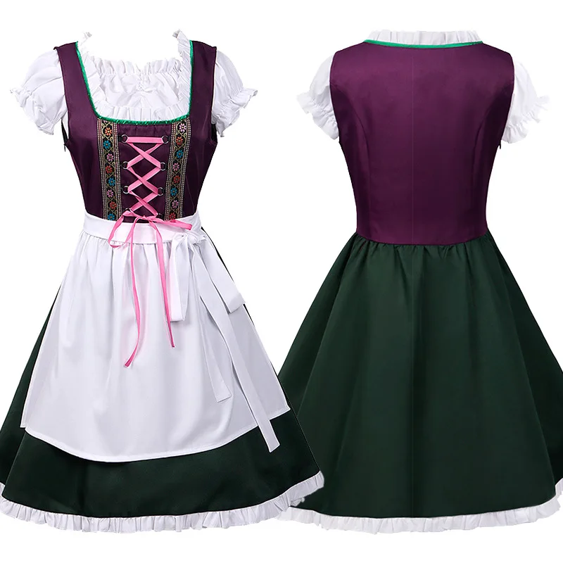 German Oktoberfest Costume for Adults Men & Women, Traditional Bavarian Long Dress, Stage Performance Bar Promotion Outfit