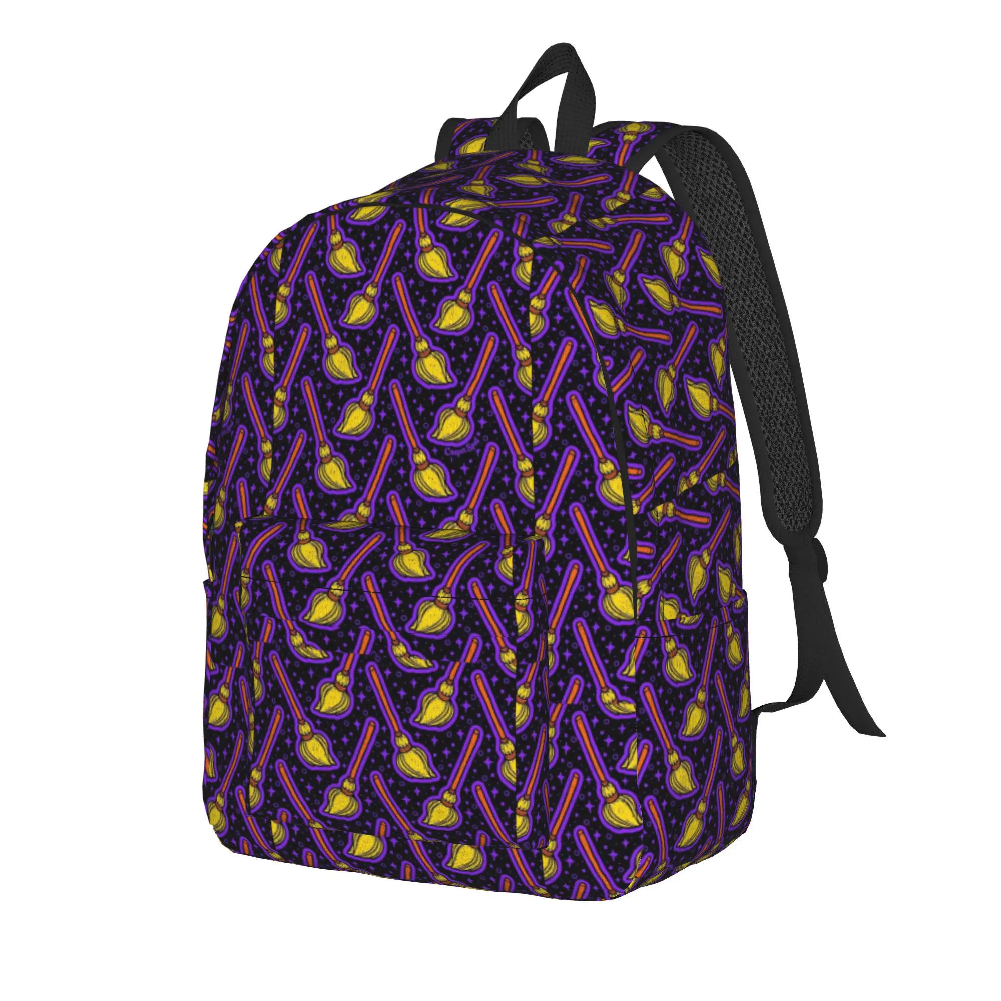 Abstract Wavy Purple Line Texture Backpack  Teen Polyester Trekking Backpacks Breathable Pretty High School Bags Rucksack