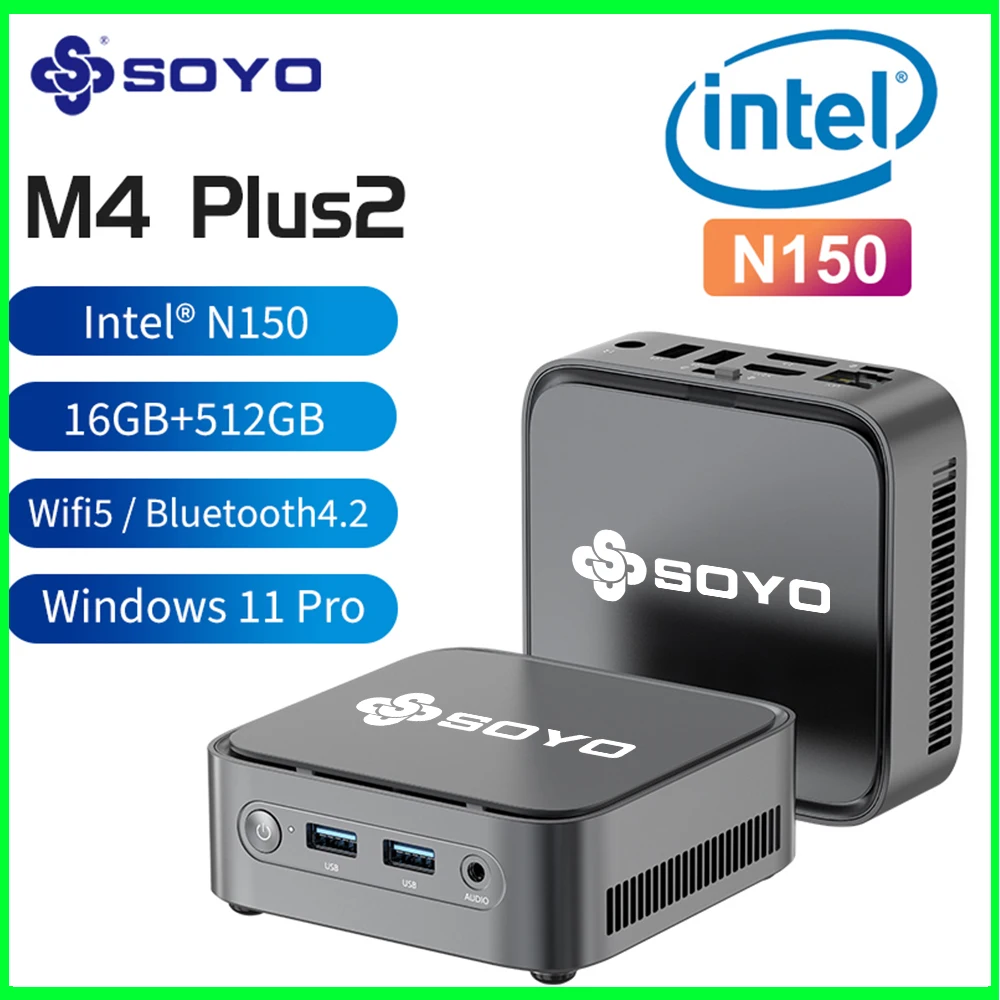 Plus M4 SOYO ミニPC N150 + RAM 16GB DDR CPU N150 Intel with PC Mini Gaming Pro M4 SOYO 512GB 16GB ミニPC