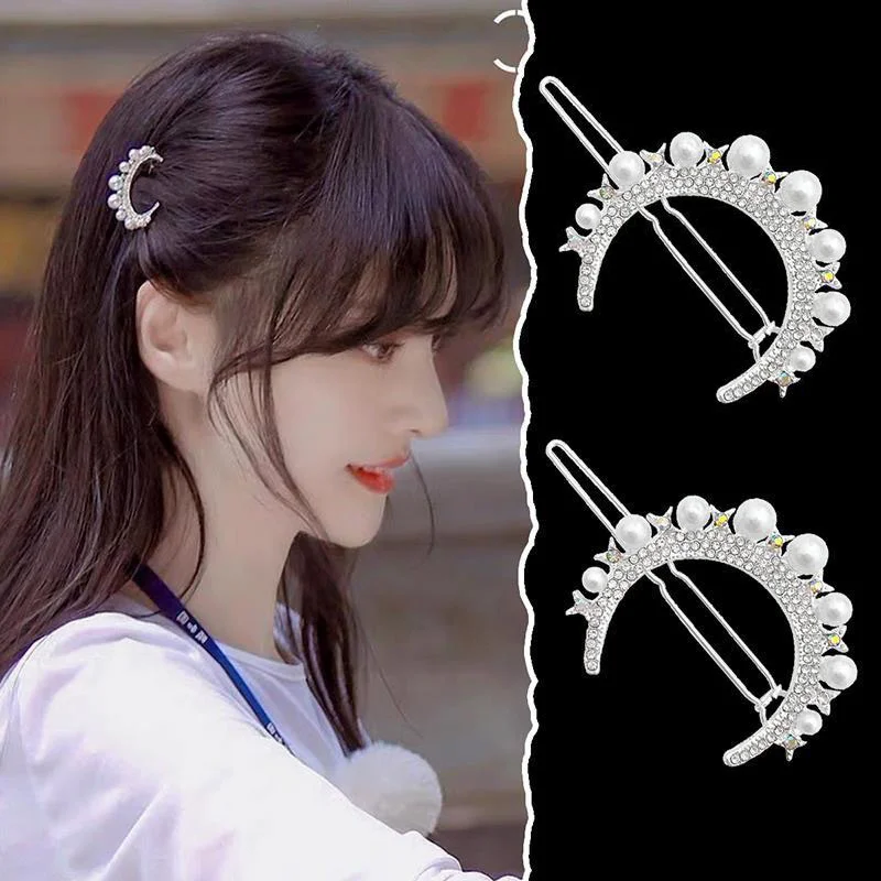 Crystal For Women Korean New Hairpins Girl Geometric Pearl Barrettes Fashion Hairgrip Side Clip Hair Accessories