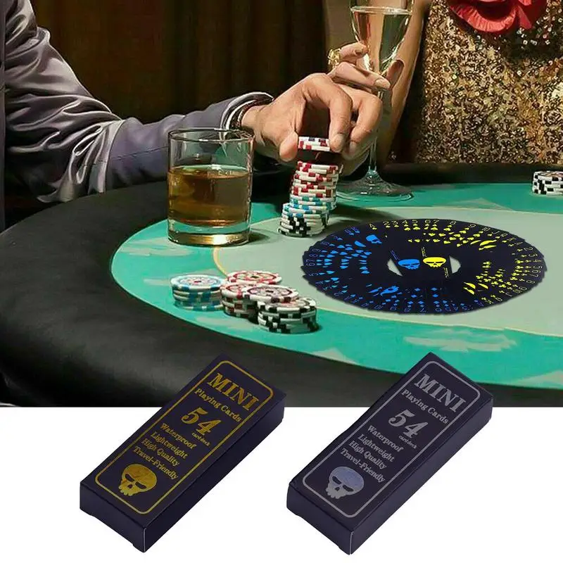 

waterproof fluorescent playing cards glow in the dark poker chips Black Skull Design Playset Professional Poker Cards for Adults