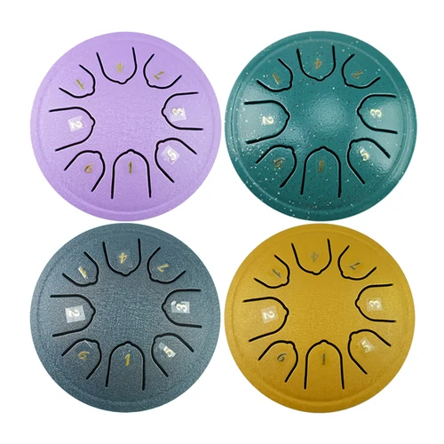 Imagen 2 del producto Tambor de lengua de acero de 8 tonos de 4,5 pulgadas, Mini tambores de mano, baquetas, pandereta musical con instrumento de accesorios