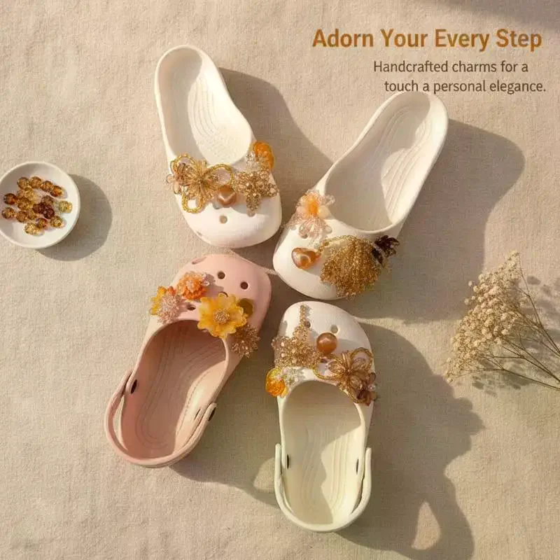 Handmade beading Pearl tassel Rhinestone Flower Shoe Charms Luxury Decor For Women Ballet Shoes Creative Party Accessories