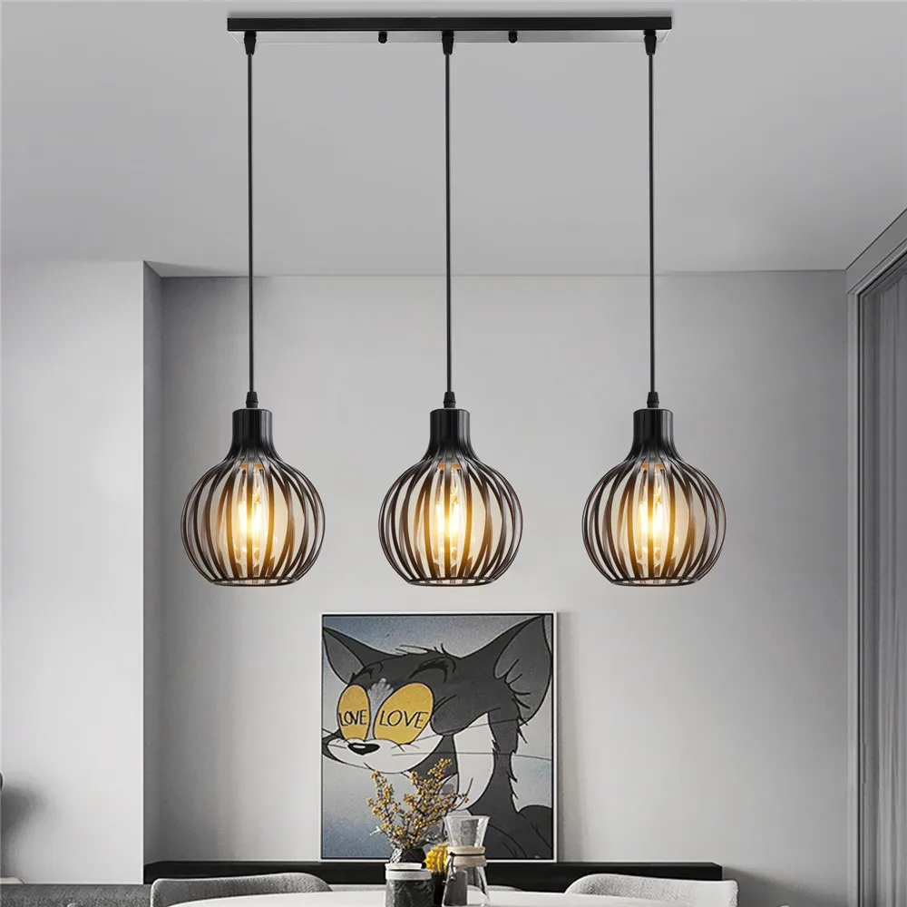 Imagem -03 - Loft Vintage Iron Cage Pendant Lights Candelabro de Mesa de Jantar Iluminação de Cozinha Home Decor Hanglamp Woonkamer E27